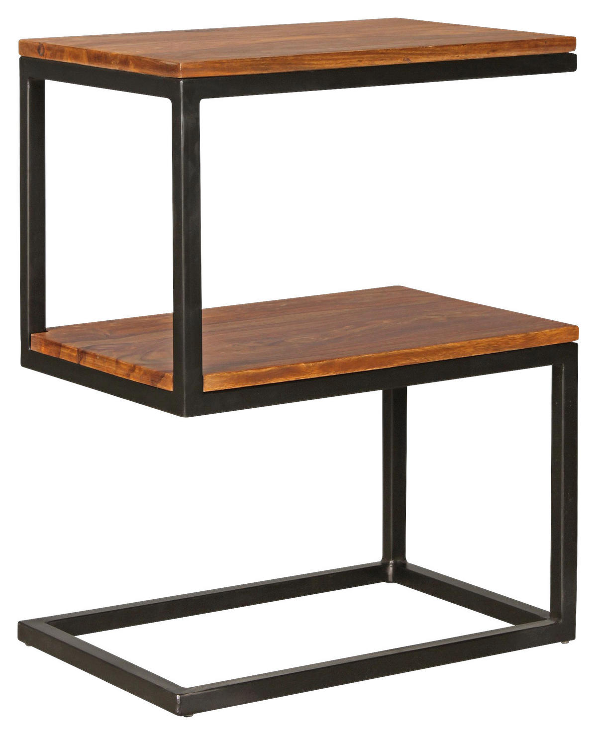 Beistelltisch natur schwarz pulverbeschichtet Echtholz Metall B/H/T: ca. 45x60x30 cm Beistelltisch S-Form - natur/schwarz (45,00/60,00/30,00cm) - Wohnling