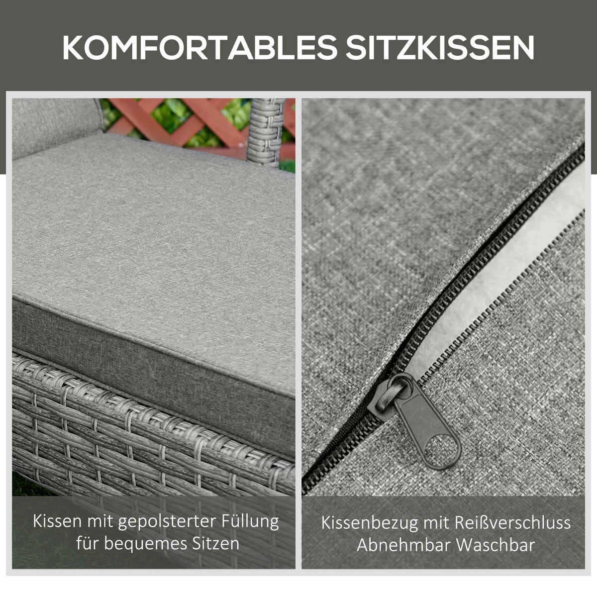 Outsunny Gartenliege grau Polypropylen B/H/L: ca. 62,5x192x52,5 cm Liegestuhl - grau (52,50/62,50/192,00cm) - Outsunny