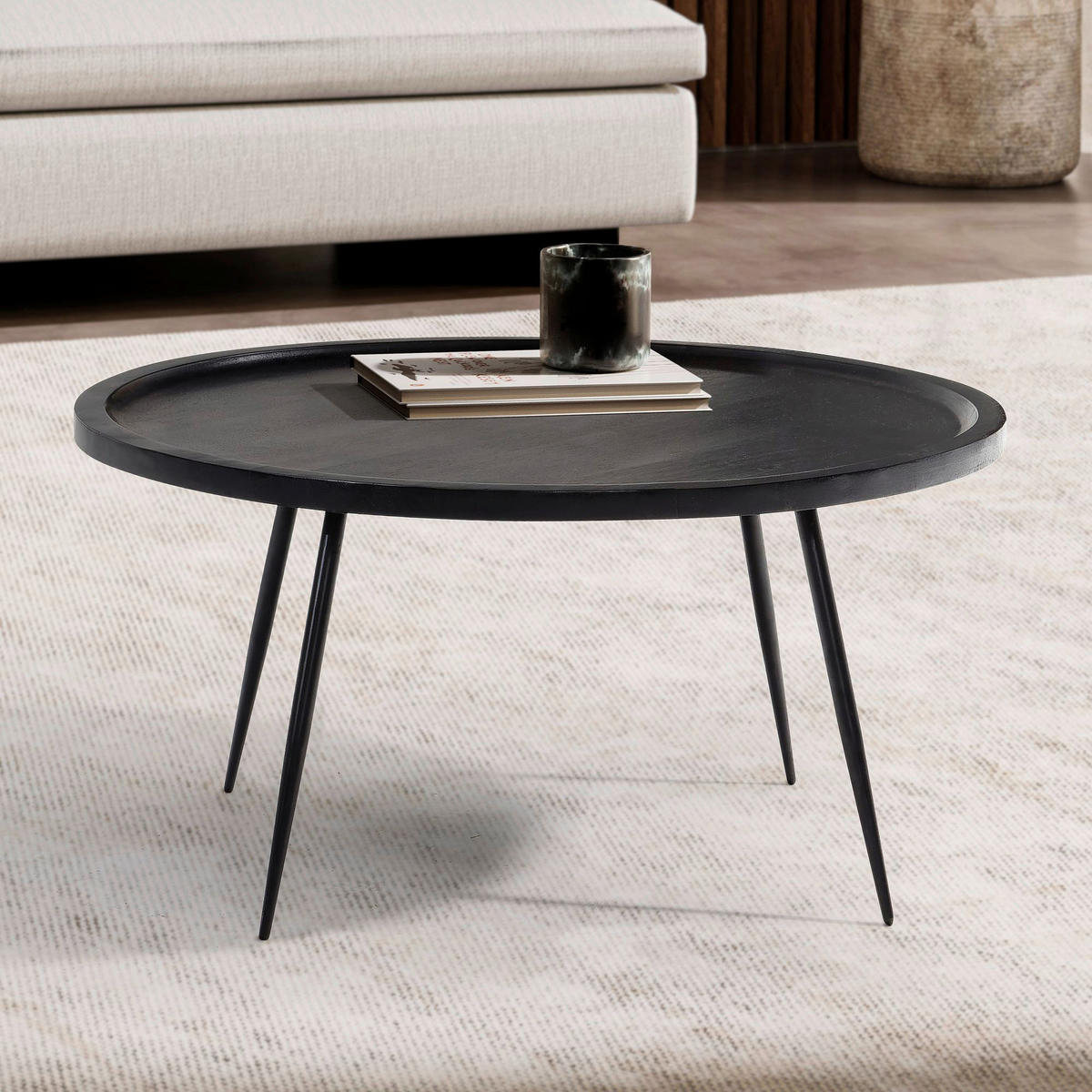 Couchtisch schwarz H/D: ca. 38x75 cm Couchtisch - schwarz (75,00/38,00cm) - Wohnling