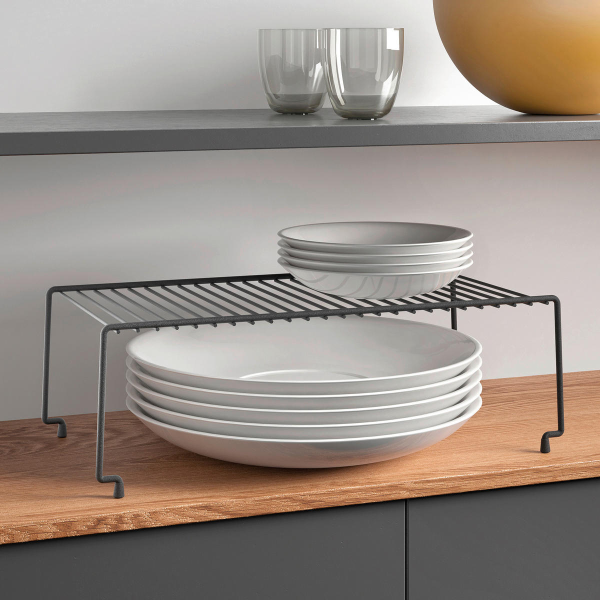 Metaltex Schrankeinsatz Brooklyn Lava schwarz Metall B/H/T: ca. 47x15x23 cm Brooklyn Lava - schwarz (47,00/15,00/23,00cm) - Metaltex