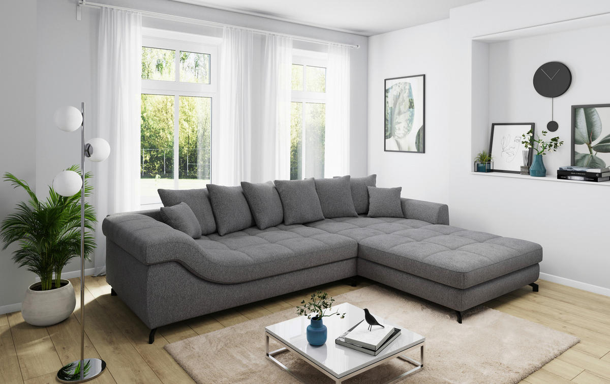 Ecksofa Maradona stone Microfaser B/H/T: ca. 317x93x226 cm Maradona - schwarz/stone (317,00/93,00/226,00cm)