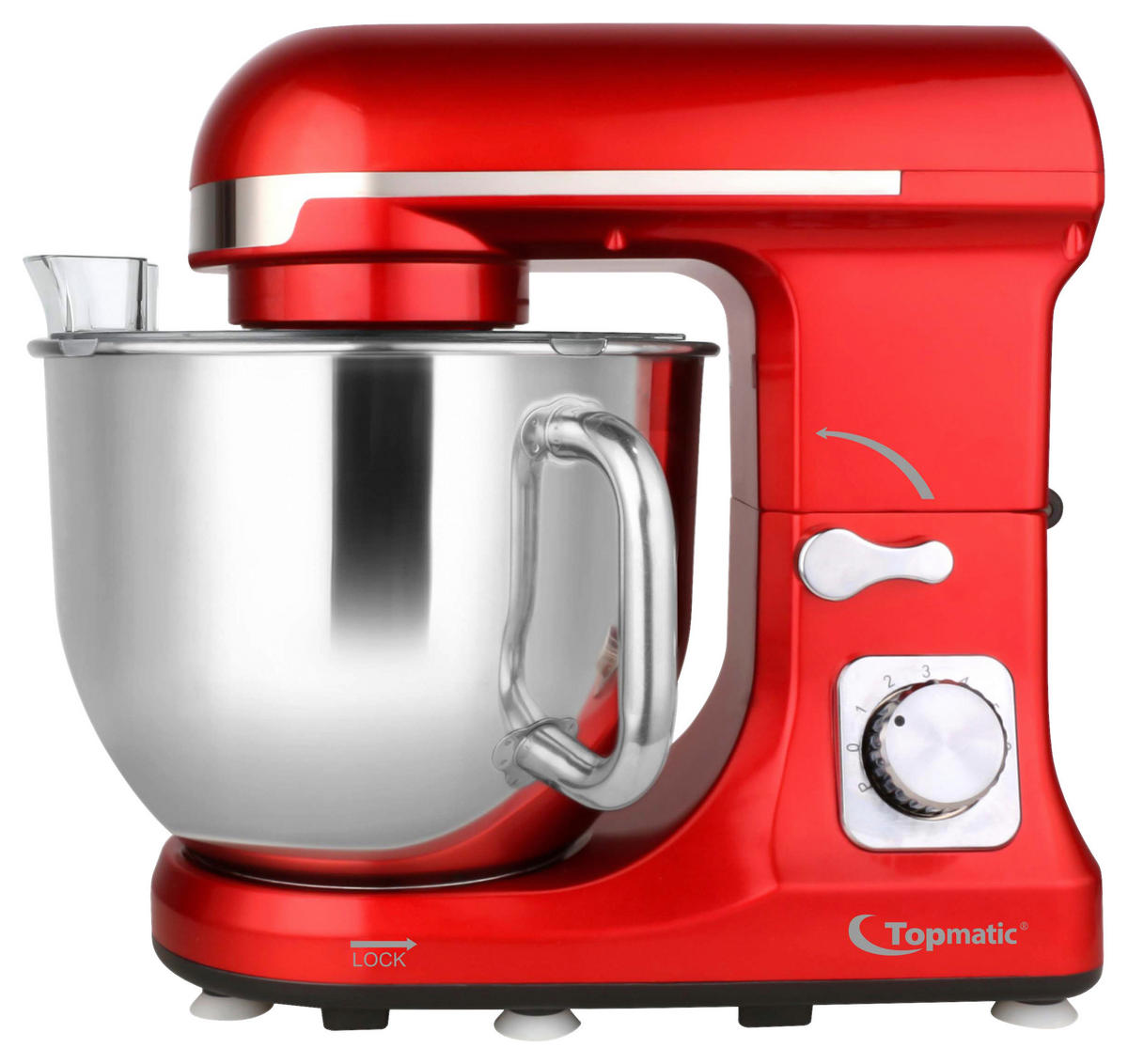 Topmatic Küchenmaschine PKM-1400.3 rot silber Kunststoff Edelstahl B/H/L: ca. 22,5x31,5x38 cm Küchenmaschine PKM-1400.3 - rot/silber (38,00/22,50/31,50cm) - Topmatic