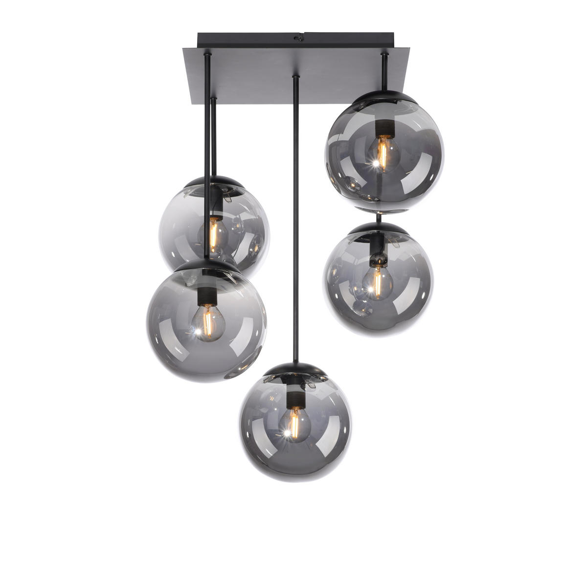 Just Light Deckenleuchte BIG WIDOW 14602-18 schwarz Rauchglas Metall B/H: ca. 39x58,5 cm E14 5 Brennstellen BIG WIDOW - schwarz (39,00/58,50cm) - Just Light