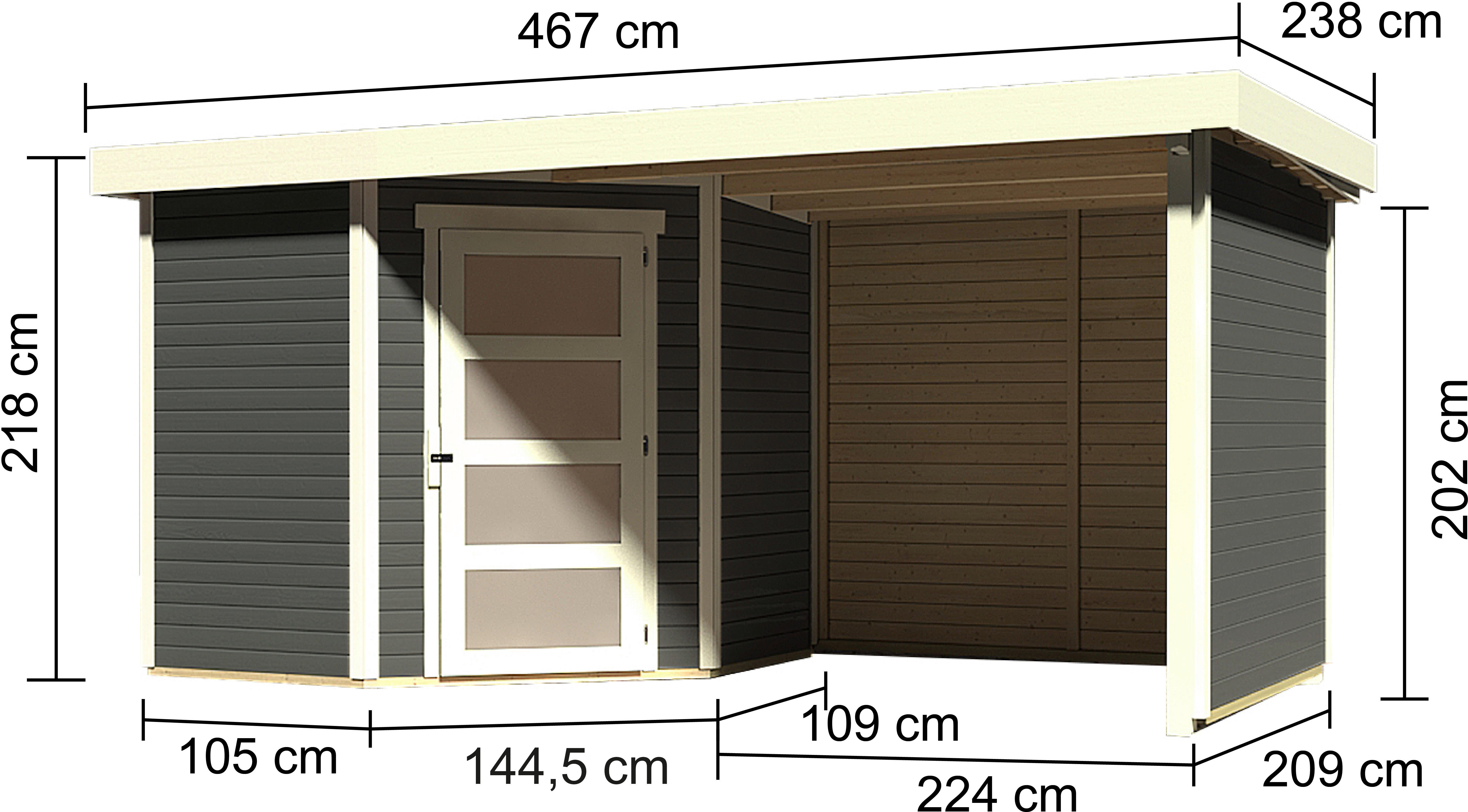 Karibu Gartenhaus Pipo 1 mit Anbau Terra...