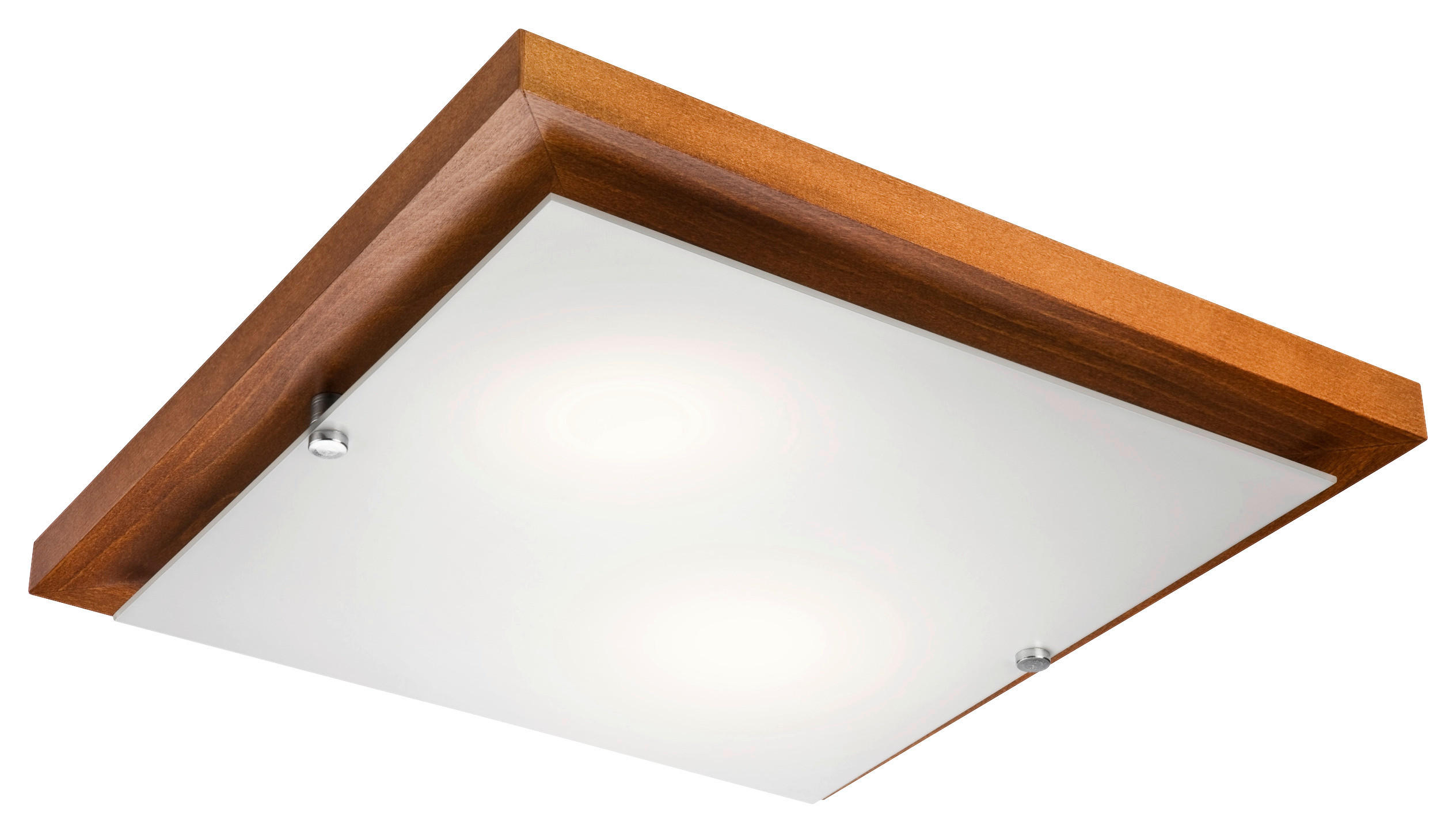 Lamkur Deckenleuchte PEDRO 27036 rustikal Glas Holz H/L: ca. 6,5x35 cm E27 2 Brennstellen Pedro - rustikal (35,00cm) - Lamkur