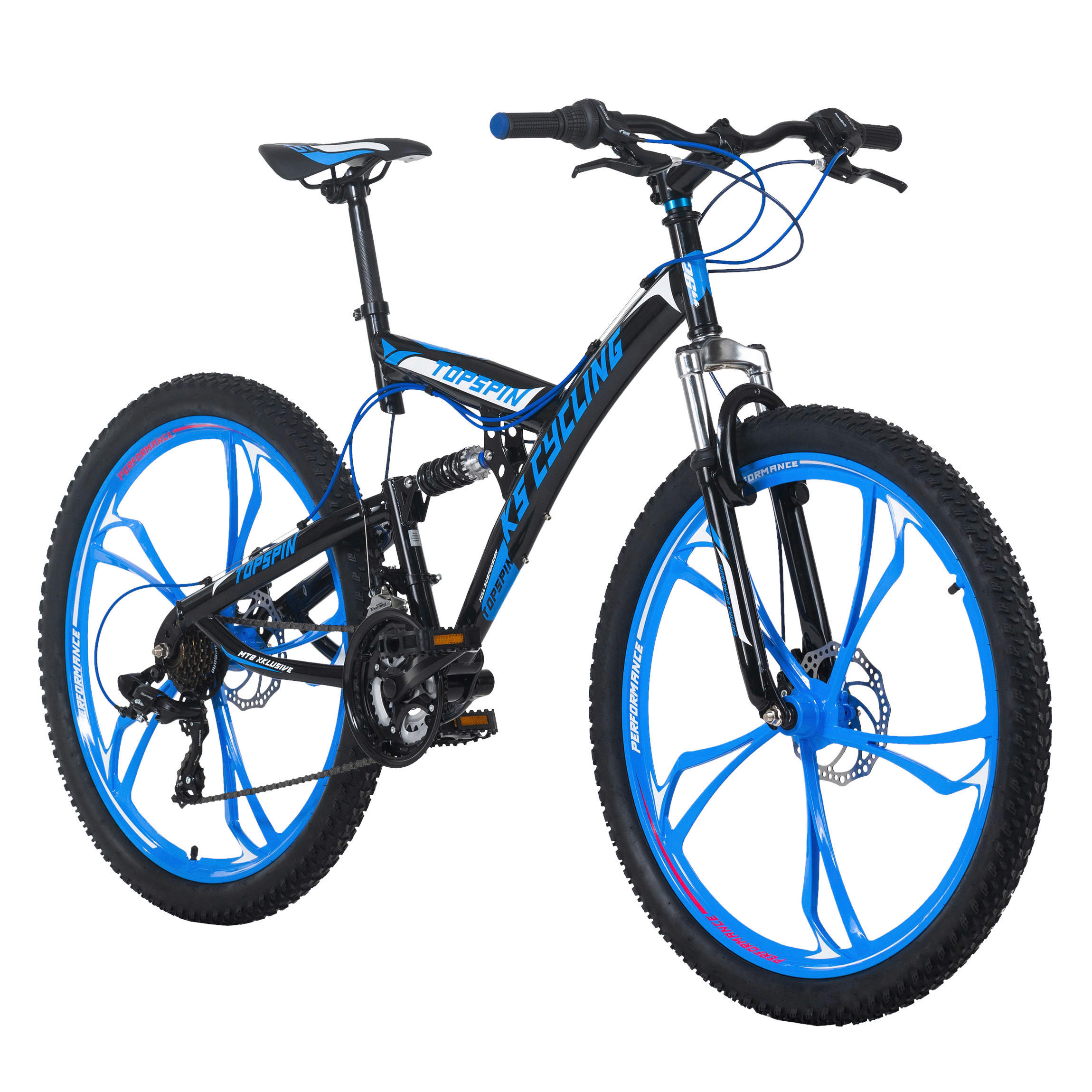 KS-Cycling Mountainbike Topspin  Fully Topspin 26 Zoll Rahmenhöhe 46 cm 21 Gänge schwarz schwarz ca. 26 Zoll Topspin - blau/schwarz - KS-Cycling