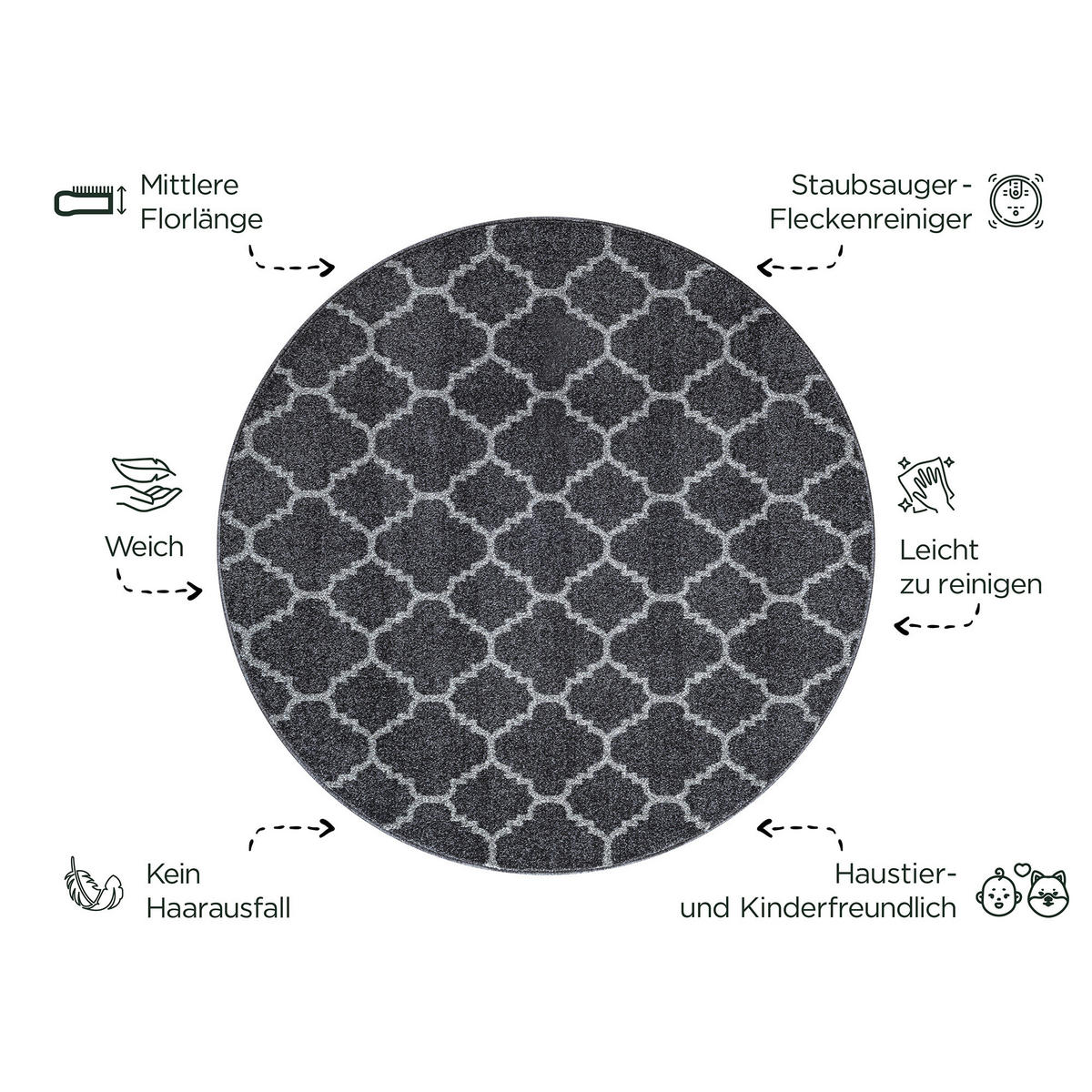 Sanat Teppich schwarz B/L: ca. 200x200 cm Teppich_Boho_8202_200x200 - schwarz (200,00/200,00cm) - Sanat