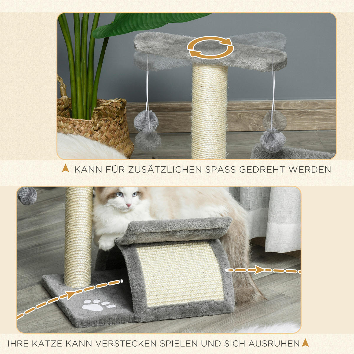 PawHut Katzenkratzbaum hellgrau Spanplatte B/H/L: ca. 30x43x40 cm Katzenkratzbaum - hellgrau (40,00/30,00/43,00cm) - PawHut