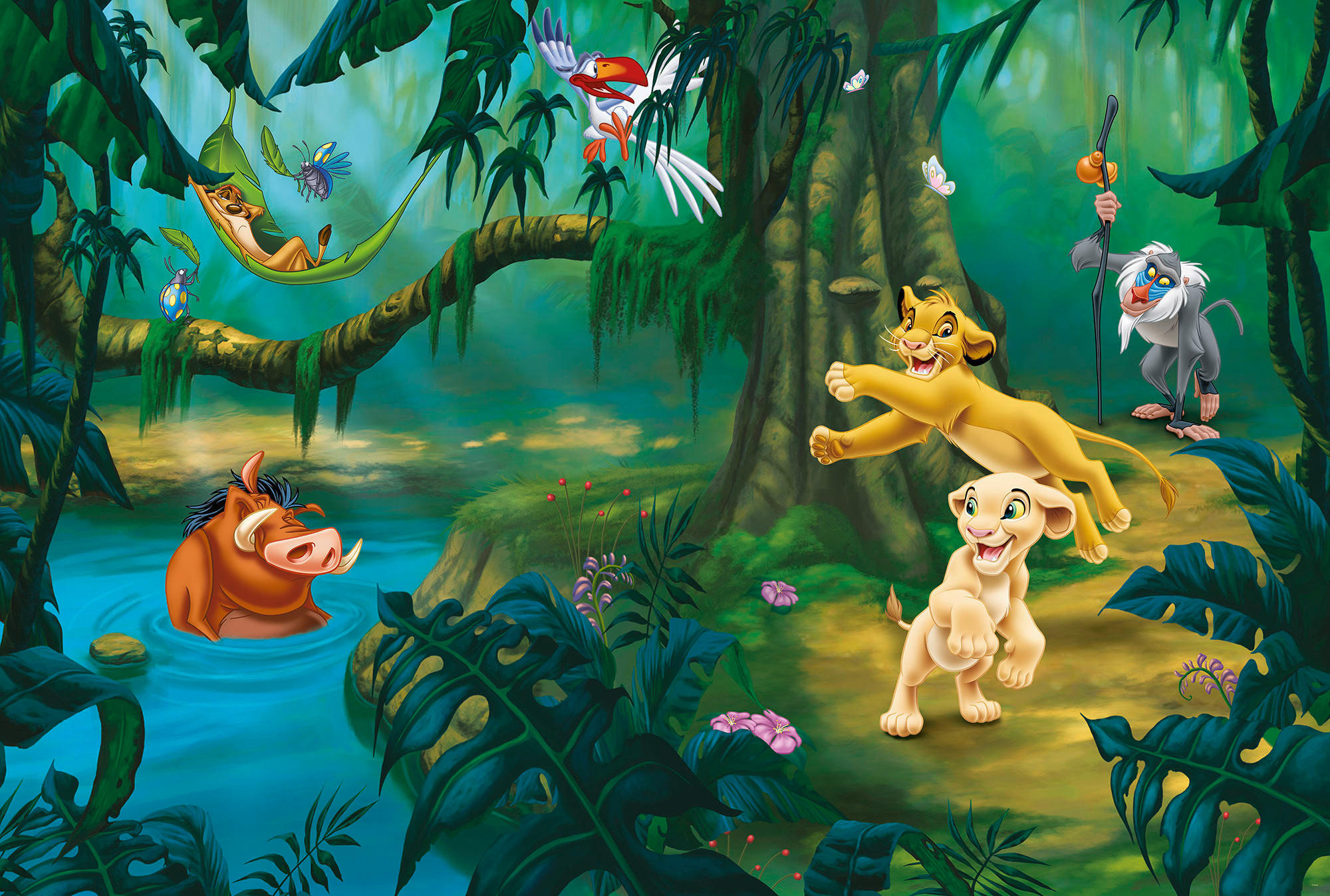 Komar Fototapete Simba and Friends B/L: ca. 368x248 cm günstig online kaufen