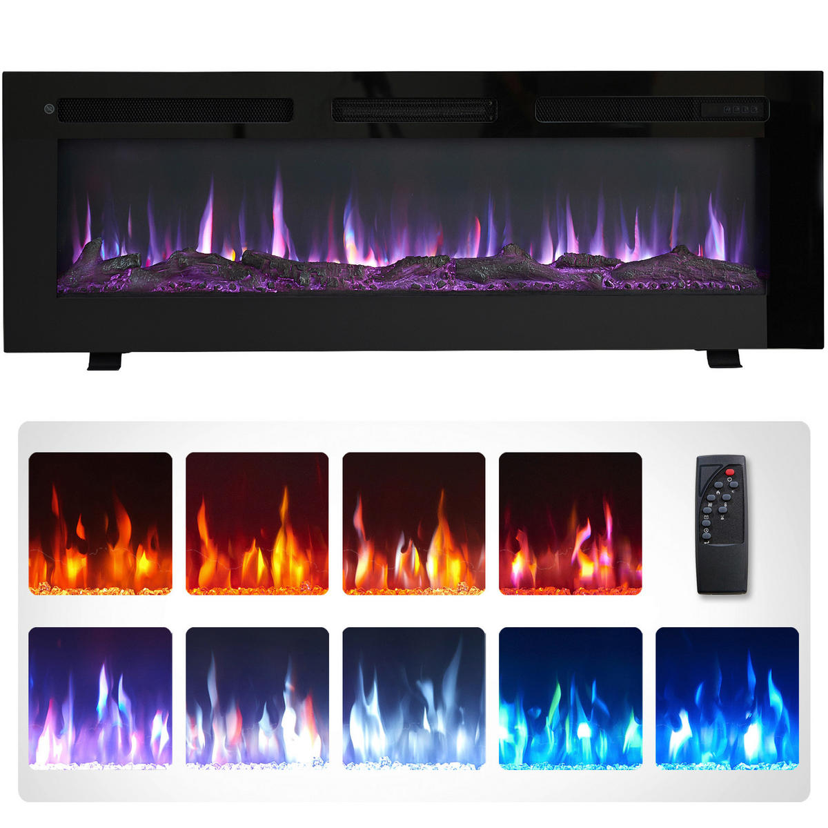 Balderia Elektrischer-Kamin Leif 50'' schwarz B/H/T: ca. 127x43x14,3 cm Elektrischer_Kamin Leif 50 - schwarz (127,00/43,00/14,30cm) - Balderia