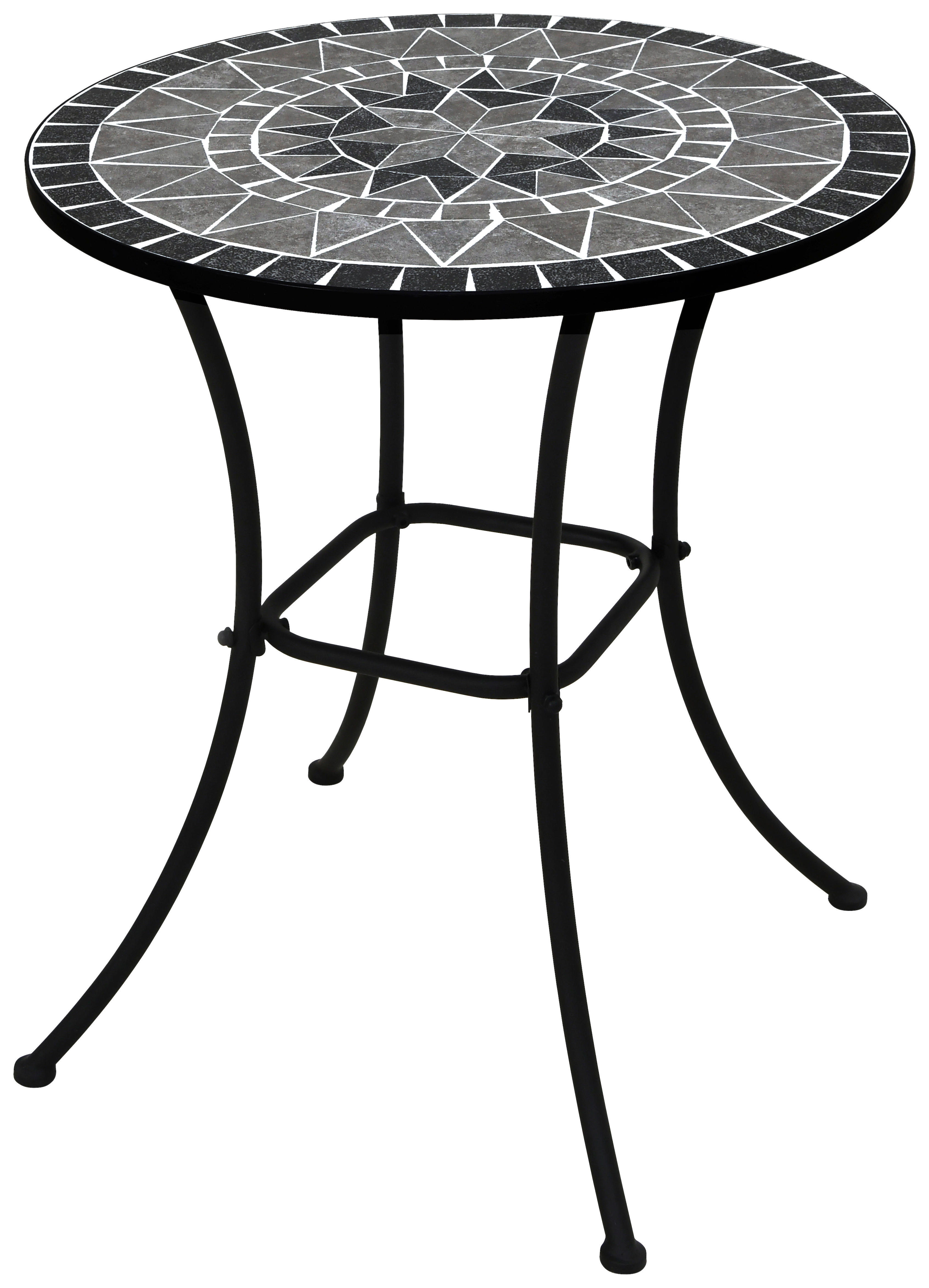 POCOline Gartentisch Mosaik schwarz Metall H/D: ca. 70x60 cm Mosaik - schwarz/anthrazit (60,00/70,00cm) - POCOline