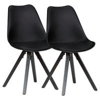 Stuhl 2er-Set schwarz schwarz schwarz Kunststoff Kunstleder Echtholz B/H/T: ca. 49x87x52 cm 2er-Set - schwarz (49,00/87,00/52,00cm) - Wohnling