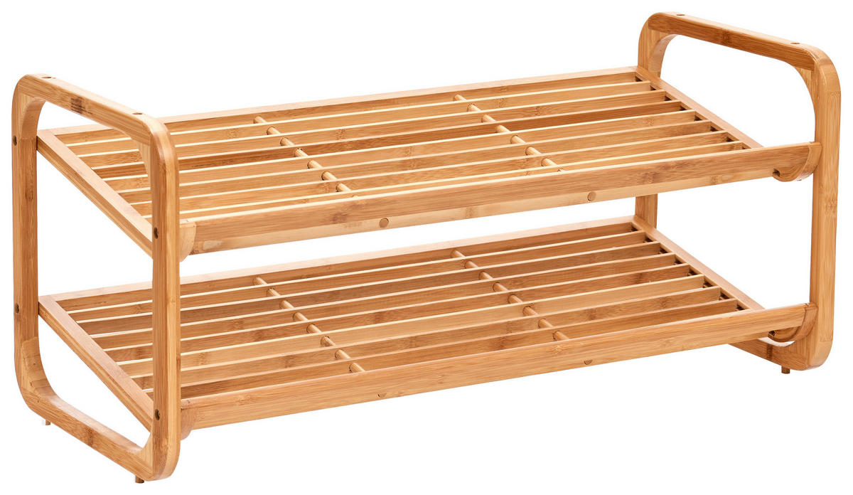 Zeller Schuhregal natur Bambus B/H/T: ca. 74x33x33 cm Schuhregal_mit_2_Ablagen - natur (74,00/33,00/33,00cm) - Zeller