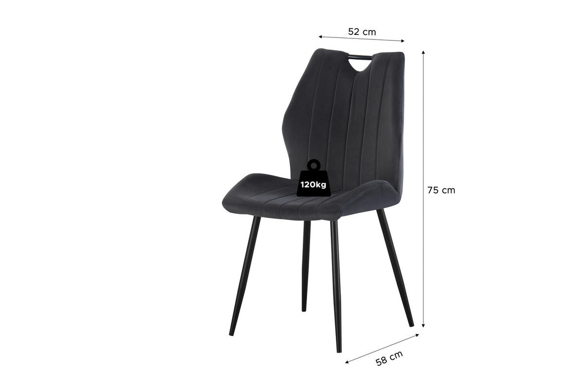 Stuhl CHRISTIN, 2er Set anthrazit schwarz B/H/T: ca. 52x75x58 cm CHRISTIN, 2er Set - schwarz/anthrazit (52,00/75,00/58,00cm) - xonox.home