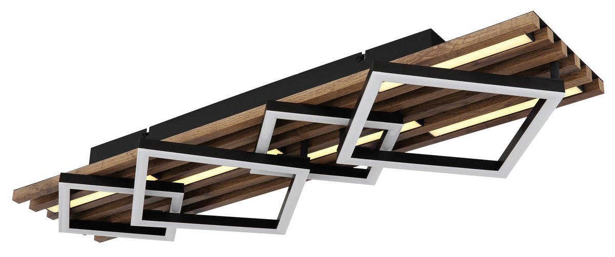GLOBO LED-Deckenleuchte OBRIEN 67344D3 Opal mattschwarz MDF Kunststoff Metall B/H/L: ca. 82x9,5x31 cm 1 Brennstellen OBRIEN - Opal/mattschwarz (31,00/82,00/9,50cm) - GLOBO