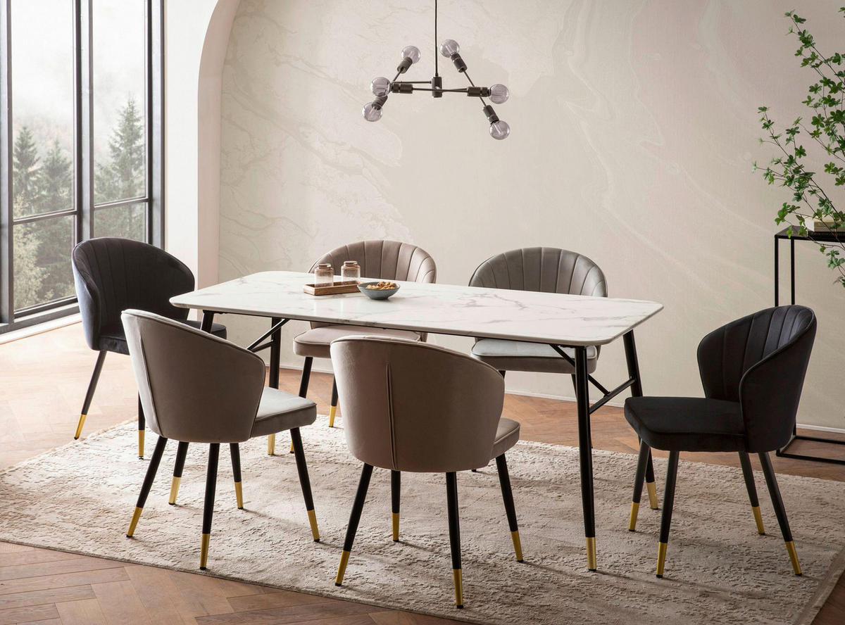 Esstisch weiß Marmor Optik B/H/T: ca. 180x76x90 cm Esstisch - weiß (180,00/76,00/90,00cm) - Wohnling