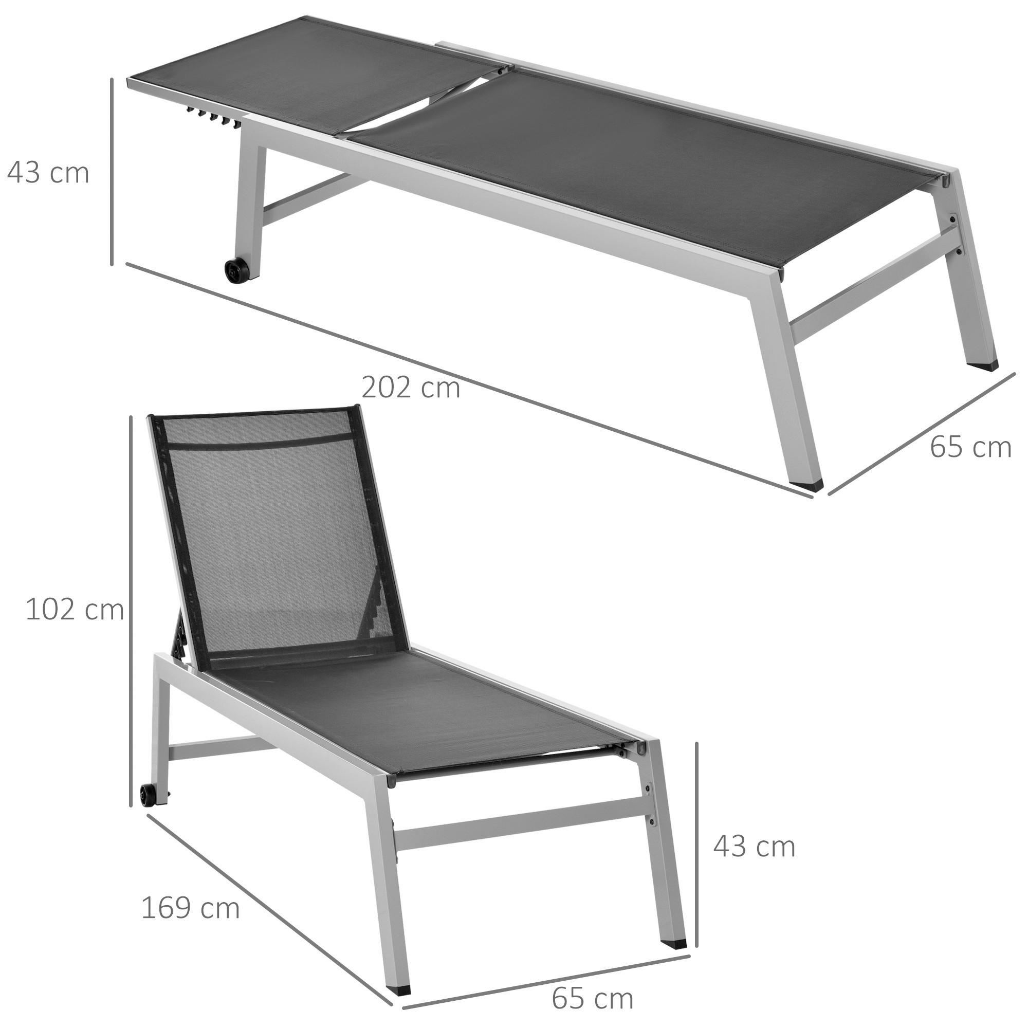 Outsunny Gartenliege schwarz Aluminium B...