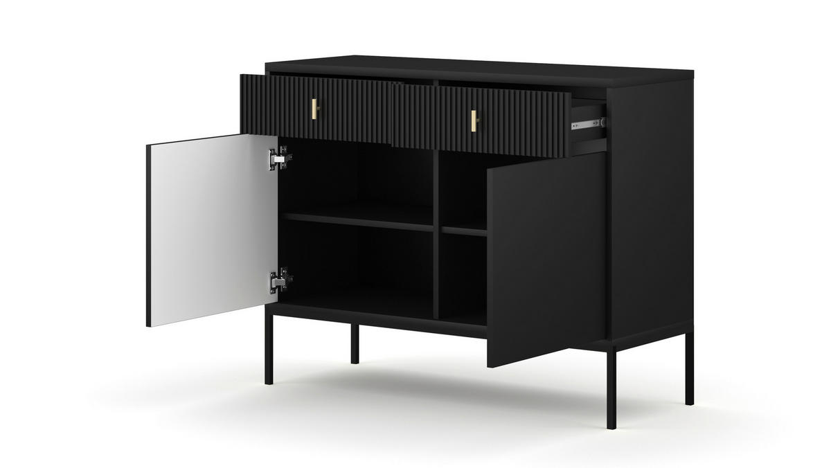 Kommode MAGGIORE schwarz B/H/T: ca. 104,2x82,5x39 cm MAGGIORE - schwarz (104,20/82,50/39,00cm) - WIPMEB