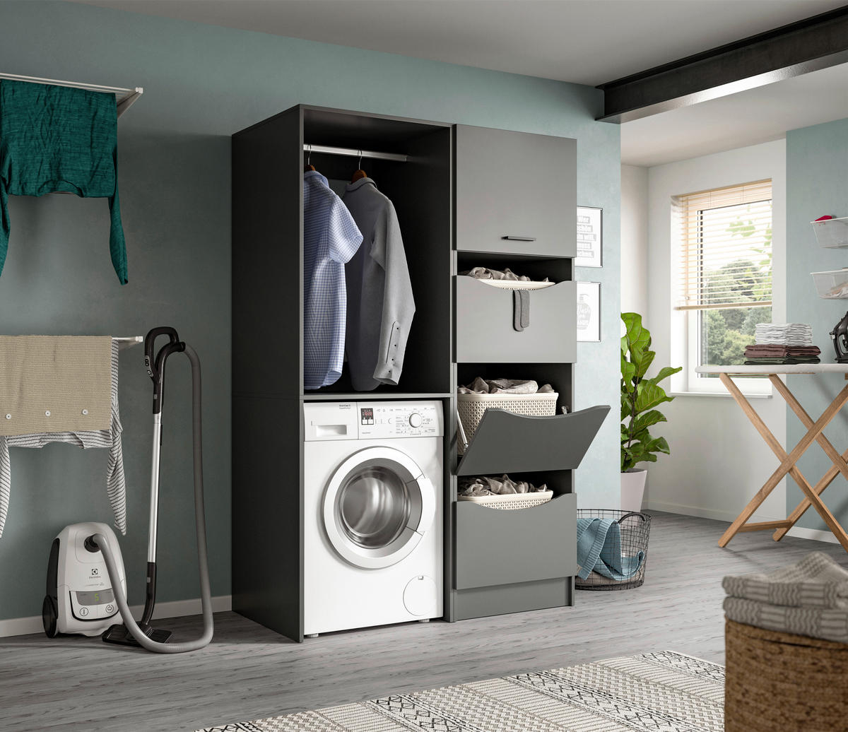 Wäscheschrank Free anthrazit B/H/T: ca. 60x196x68 cm Free - anthrazit (60,00/196,00/68,00cm) - xonox.home