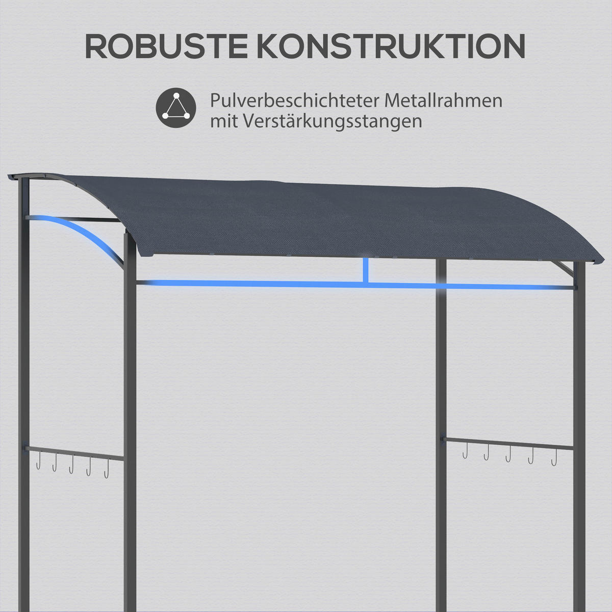 Outsunny Grillpavillon grau Polyester B/H/L: ca. 150x220x215 cm Grillpavillon - grau (215,00/150,00/220,00cm) - Outsunny