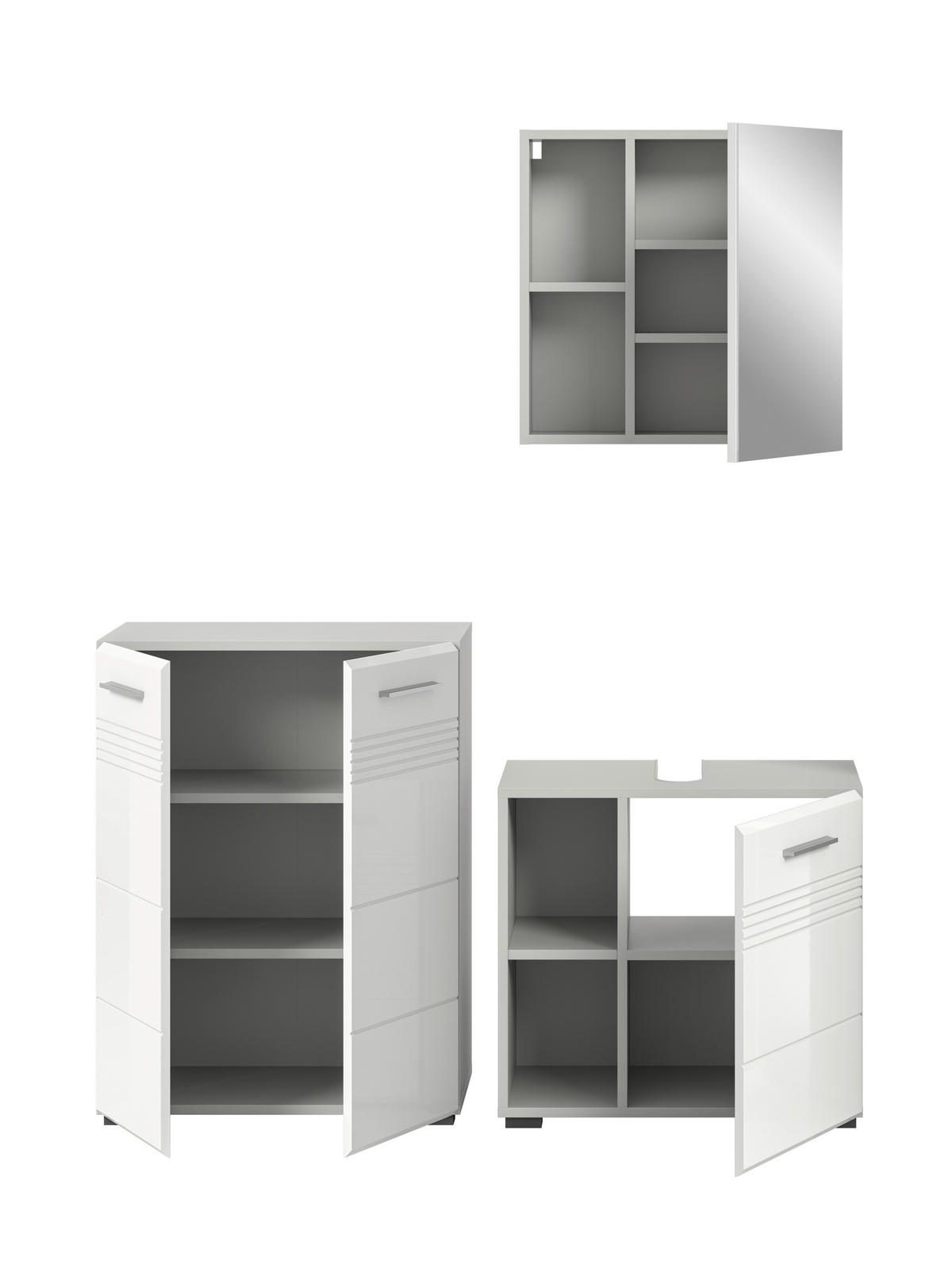 Badblock Copa hellgrau weiß Hochglanz B/H/T: ca. 135x190x32 cm Copa - hellgrau/weiß (135,00/190,00/32,00cm) - xonox.home