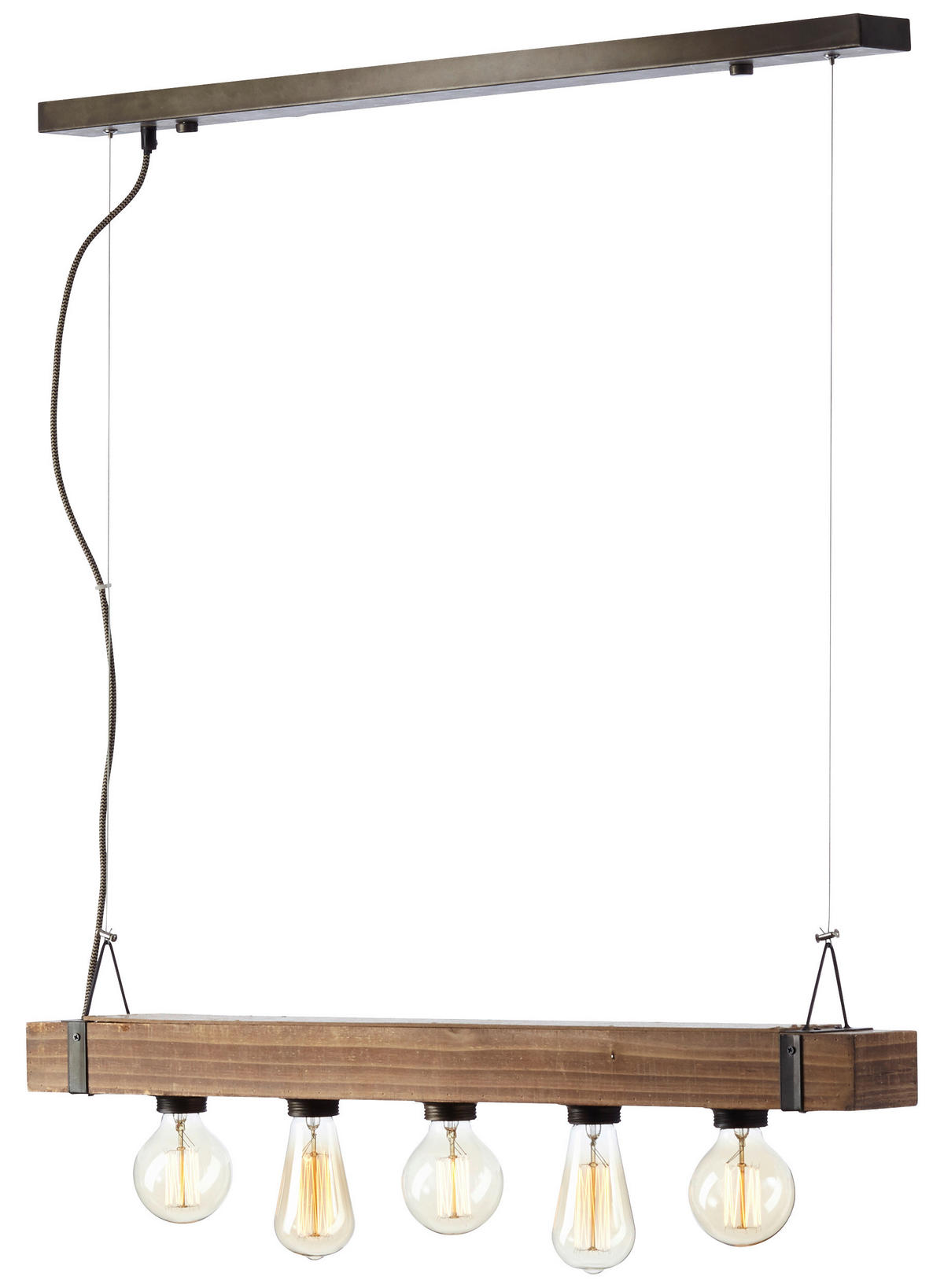 Brilliant Pendelleuchte Woodhill 93725/76 schwarz braun Metall Holz B/H/T: ca. 80x110x8 cm E27 5 Brennstellen Woodhill - braun/schwarz (80,00/110,00/8,00cm) - Brilliant