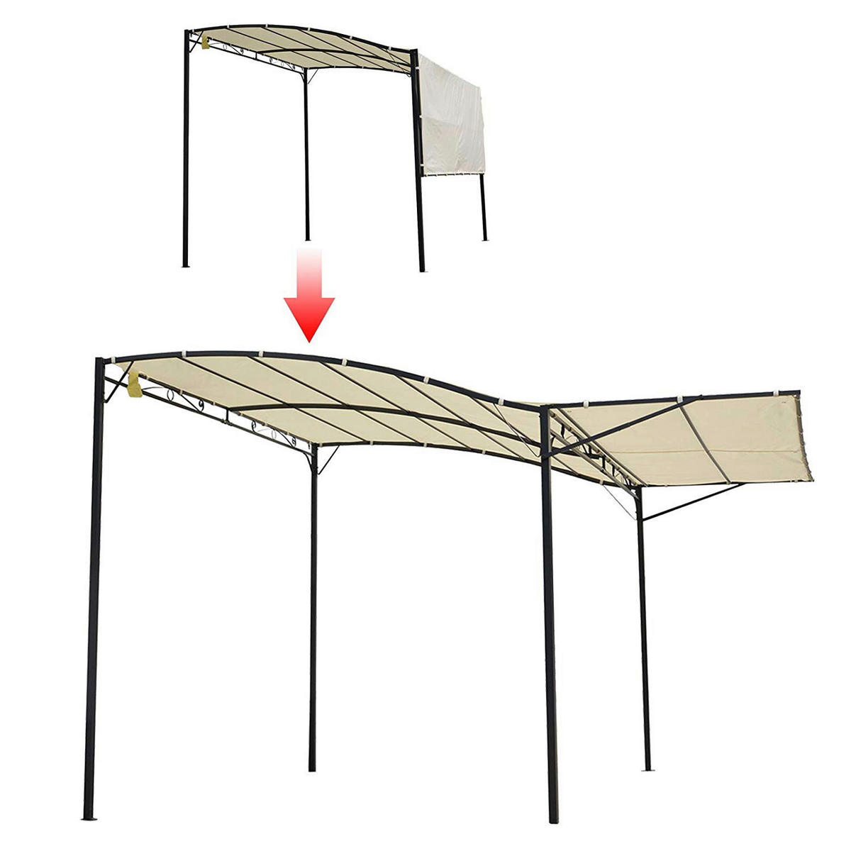 Outsunny Pavillon schwarz Stahl B/H/L: ca. 250x250x300 cm Pavillon - creme/schwarz (300,00/250,00/250,00cm) - Outsunny