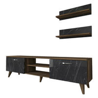 Wohnwand Ayden walnuss Nachbildung dunkelgrau Marmor Optik B/H/T: ca. 150x40,6x30 cm Ayden - walnuss/dunkelgrau (150,00/40,60/30,00cm) - moebel17
