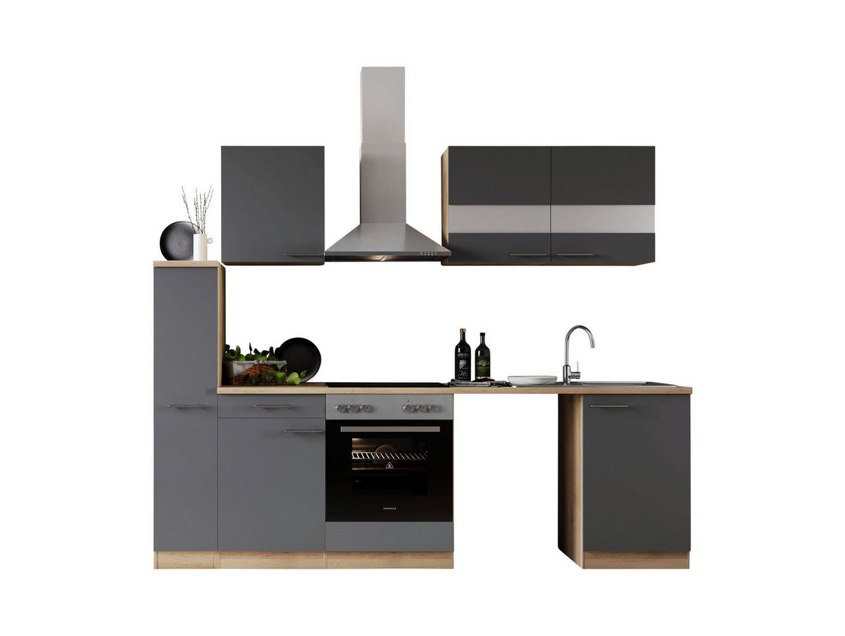 Respekta Küchenblock Merle grau B/H/T: ca. 250x200x60 cm Merle - Eiche/grau (250,00/200,00/60,00cm) - Respekta