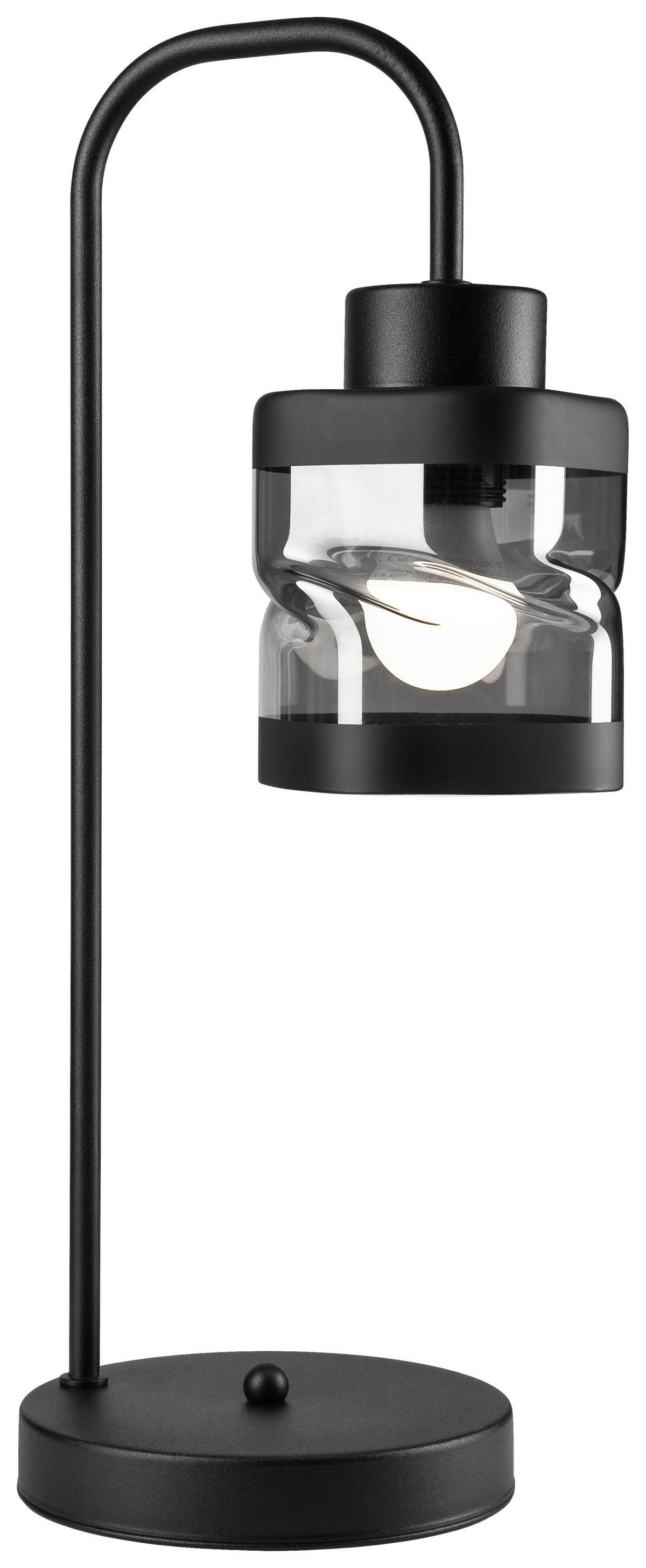 Lamkur Tischlampe schwarz Glas Stahl B/H/L: ca. 19x17x63 cm E27 1 Brennstellen Hugo - schwarz (63,00/19,00/17,00cm) - Lamkur