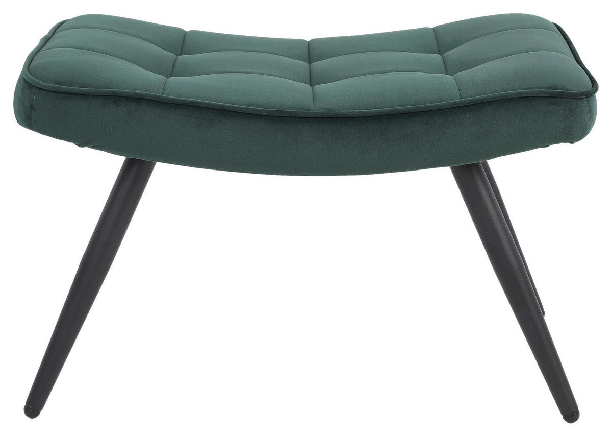 byLIVING Hocker UTA dunkelgrün schwarz Stoff Metall B/H/T: ca. 60x39x41 cm UTA - schwarz/dunkelgrün (60,00/39,00/41,00cm) - byLIVING