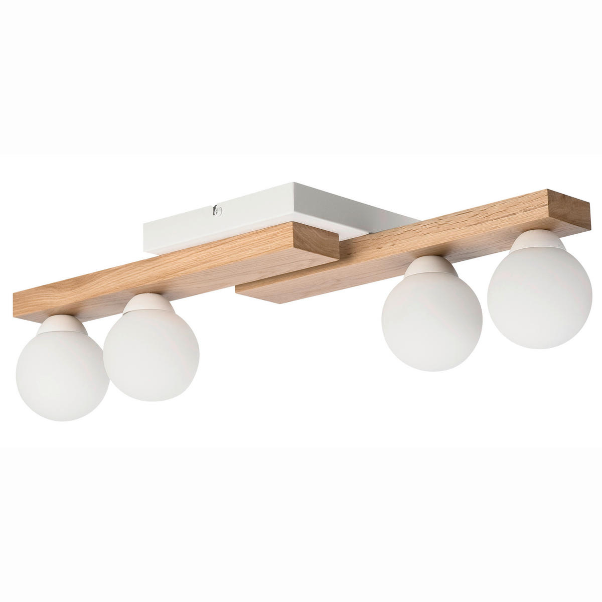 Lamkur Deckenleuchte MATTE 50195 weiß Eiche Stahl Glas Eiche H/L: ca. 19x64 cm G9 4 Brennstellen Matte - Eiche/weiß (64,00cm) - Lamkur