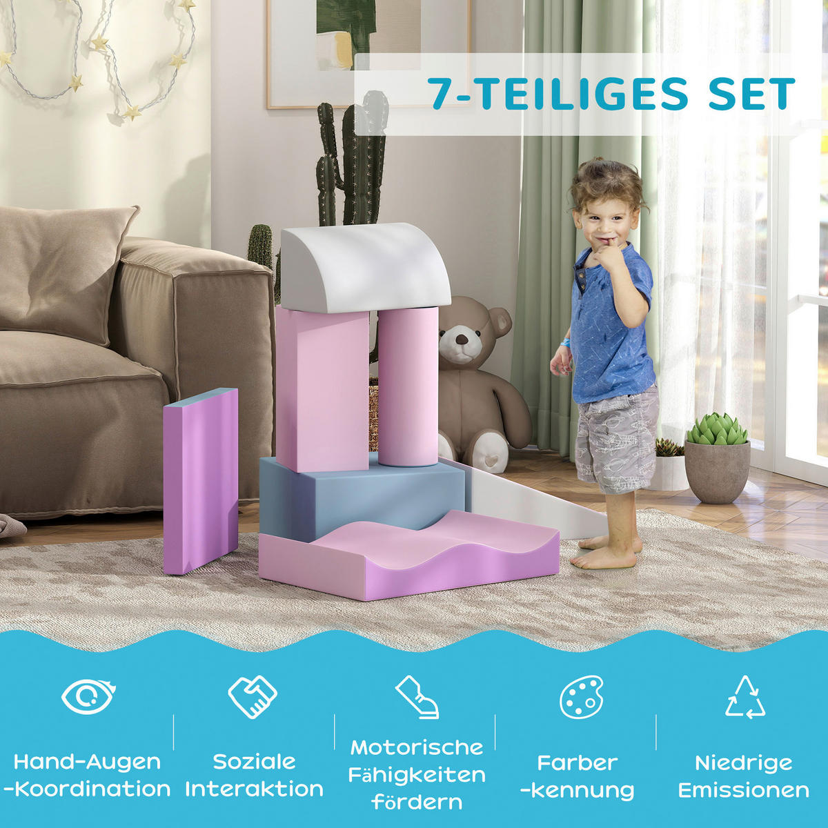 HOMCOM Softbausteine B/H/L: ca. 40x11x60 cm Softbausteine - multicolor (60,00/40,00/11,00cm) - HOMCOM