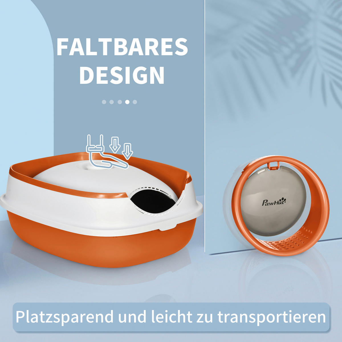 PawHut Katzentoilette weiß Kunststoff B/H/L: ca. 41x38x52 cm Katzentoilette - orange/weiß (52,00/41,00/38,00cm) - PawHut