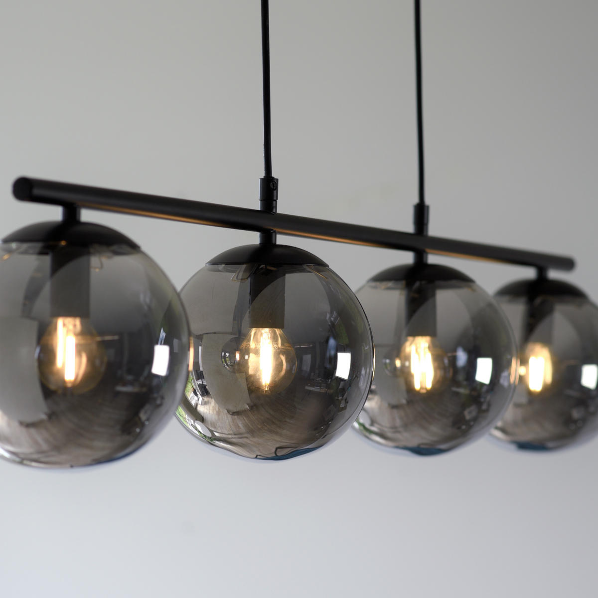 Just Light Pendelleuchte BIG WIDOW 14604-18 schwarz Metall Rauchglas B/H: ca. 100x150 cm E14 4 Brennstellen BIG WIDOW - schwarz (100,00/150,00cm) - Just Light