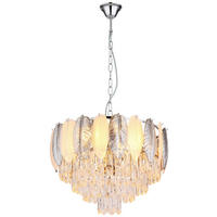 GLOBO Luster Chrom Rauch Kunststoff Metall H/D: ca. 139x52 cm E14 9 Brennstellen DALTON - Chrom/Rauch (52,00/139,00cm) - GLOBO