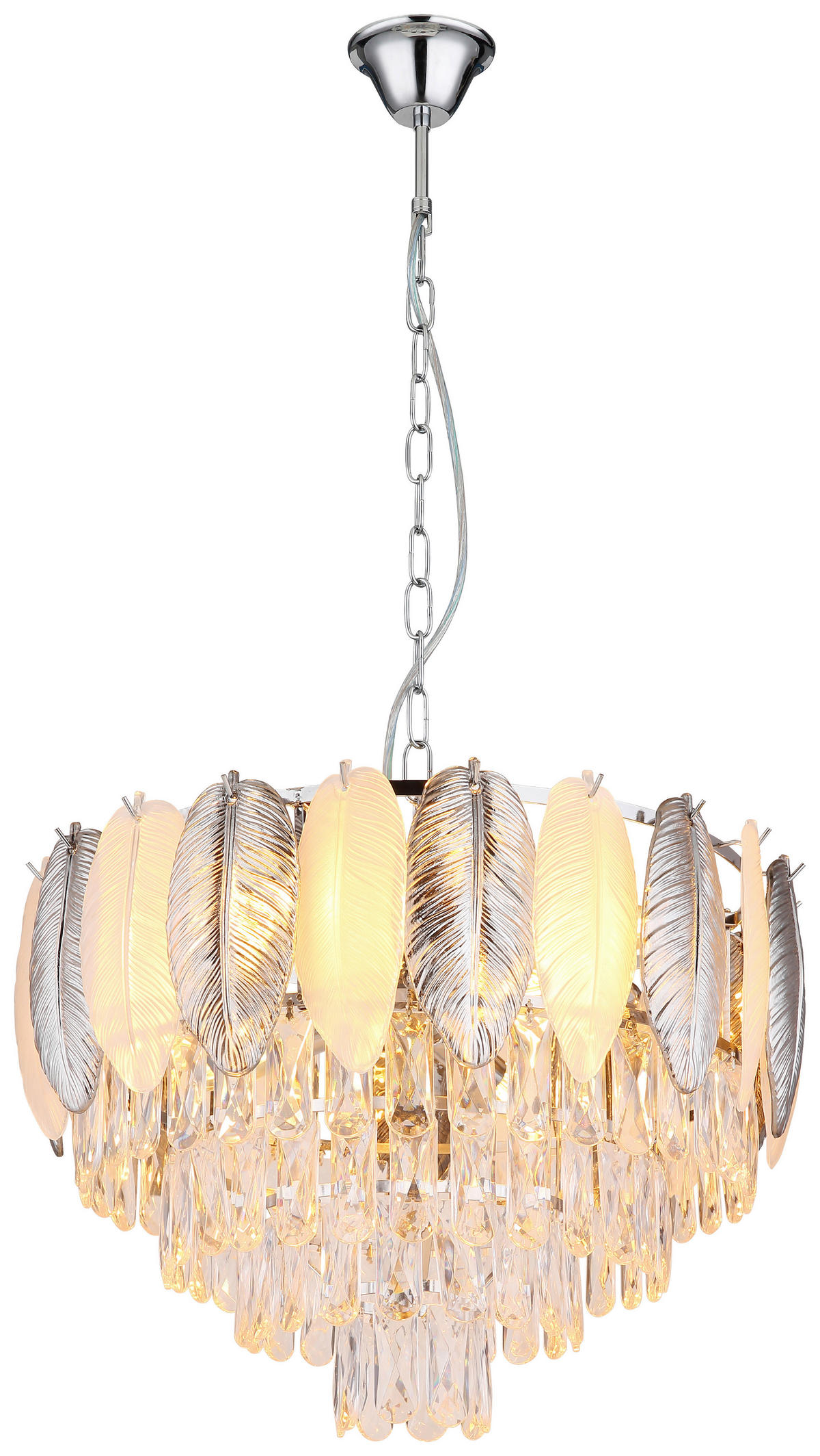GLOBO Luster Chrom Rauch Kunststoff Metall H/D: ca. 139x52 cm E14 9 Brennstellen DALTON - Chrom/Rauch (52,00/139,00cm) - GLOBO