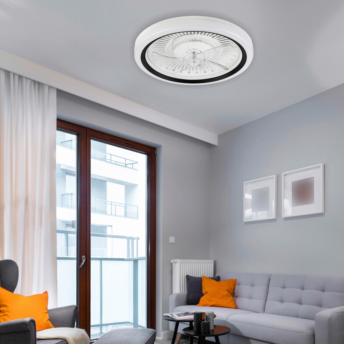 Lamkur LED-Deckenventilator FALCO 49908 schwarz weiß H/L: ca. 17x50 cm max. 40 W Falco - weiß/schwarz (50,00cm) - Lamkur