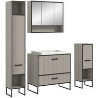 Badezimmer-Set BAGNO schwarz Kaschmirgrau Nachbildung B/H/T: ca. 170x192x48 cm BAGNO - schwarz (170,00/192,00/48,00cm) - xonox.home