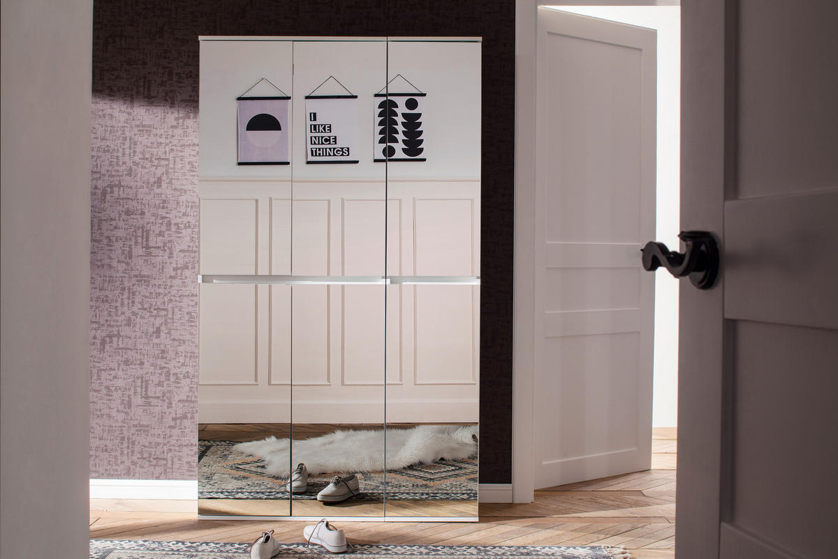 Garderobenschrank Mirror weiß B/H/T: ca. 111x191x34 cm Mirror - weiß (111,00/191,00/34,00cm) - Trendteam