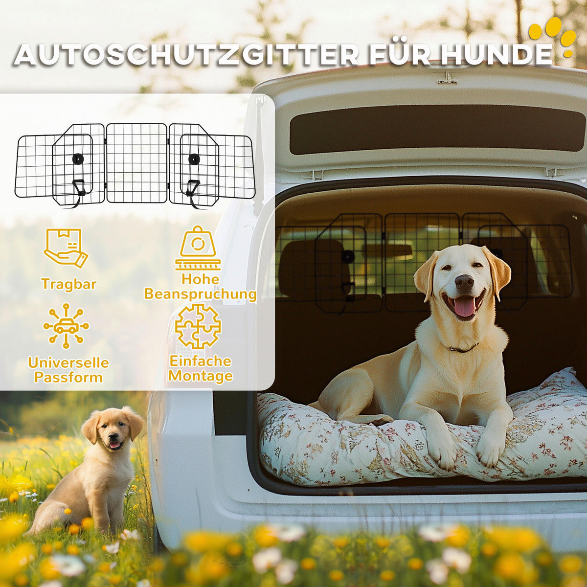 PawHut Hunde-Absperrgitter schwarz Stahl B/H/L: ca. 5x42x150 cm Hunde-Absperrgitter - schwarz (150,00/5,00/42,00cm) - PawHut