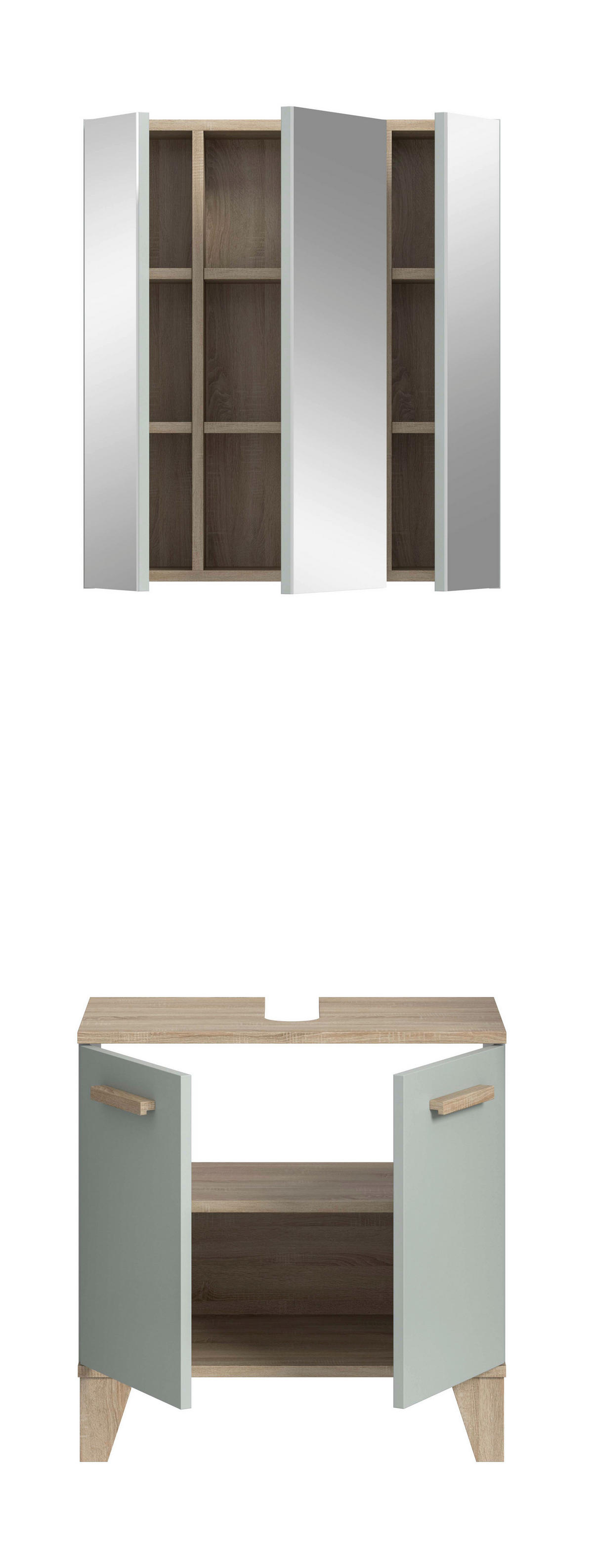 Badezimmer-Set STAR hellgrün Eiche hell Nachbildung B/H/T: ca. 60x190x34 cm STAR - hellgrün (60,00/190,00/34,00cm) - xonox.home