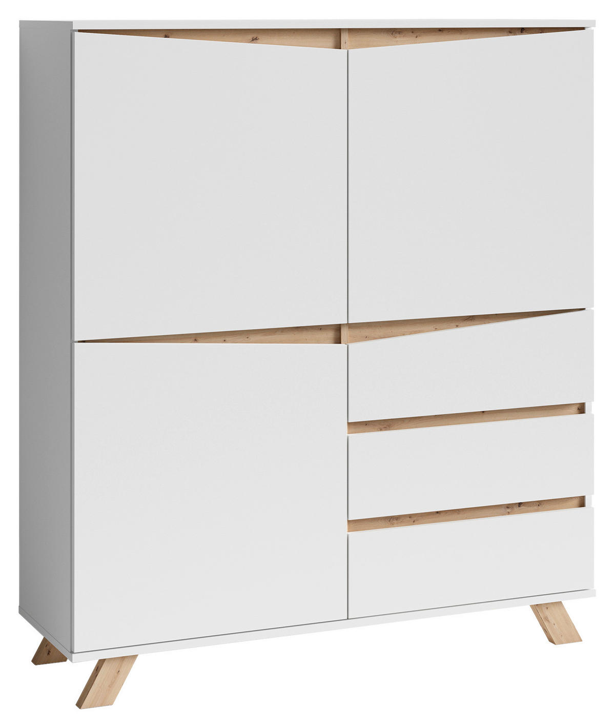 Highboard VALENTIN weiß Eiche Nachbildung B/H/T: ca. 120x142x38 cm VALENTIN - Eiche/weiß (120,00/142,00/38,00cm) - byLIVING