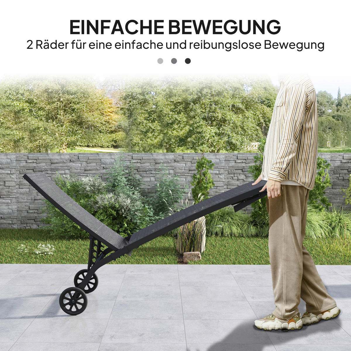 Outsunny Sonnenliege schwarz Aluminium B/H/L: ca. 165x102x66 cm Sonnenliege - schwarz (66,00/165,00/102,00cm) - Outsunny