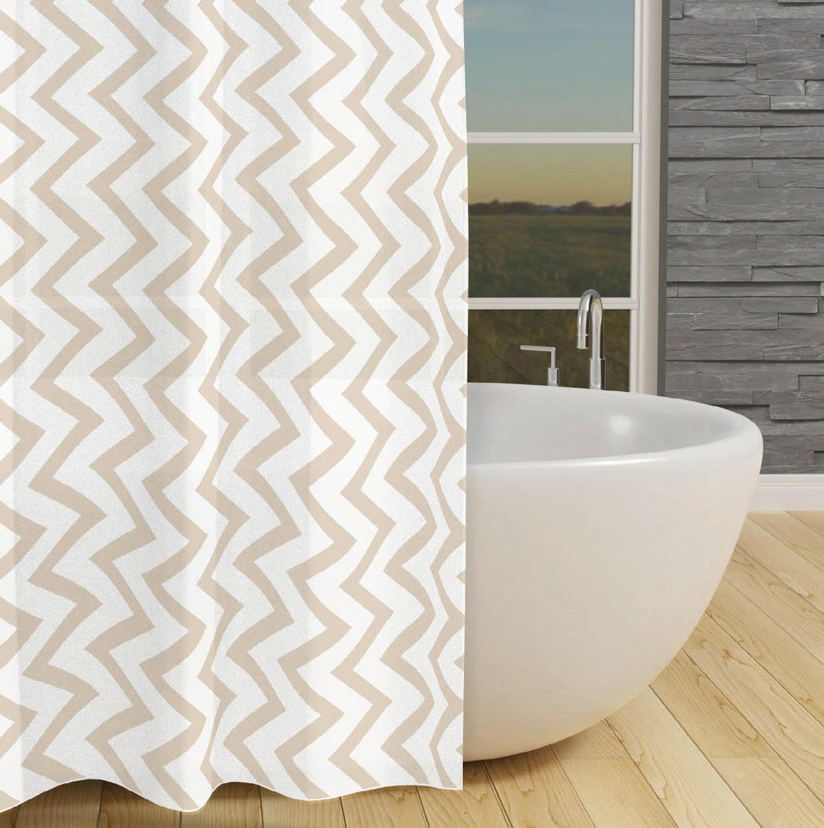 Acus Duschvorhang ZickZack Polyethylen (recycelt) B/L: ca. 180x200 cm ZickZack - (180,00/200,00cm) - Acus