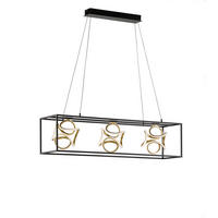 Fischer & Honsel LED-Pendelleuchte 60404 schwarz gold Metall B/H/T: ca. 108x160x26 cm 3.0 Brennstellen Gesa - gold/schwarz (108,00/160,00/26,00cm) - Fischer & Honsel