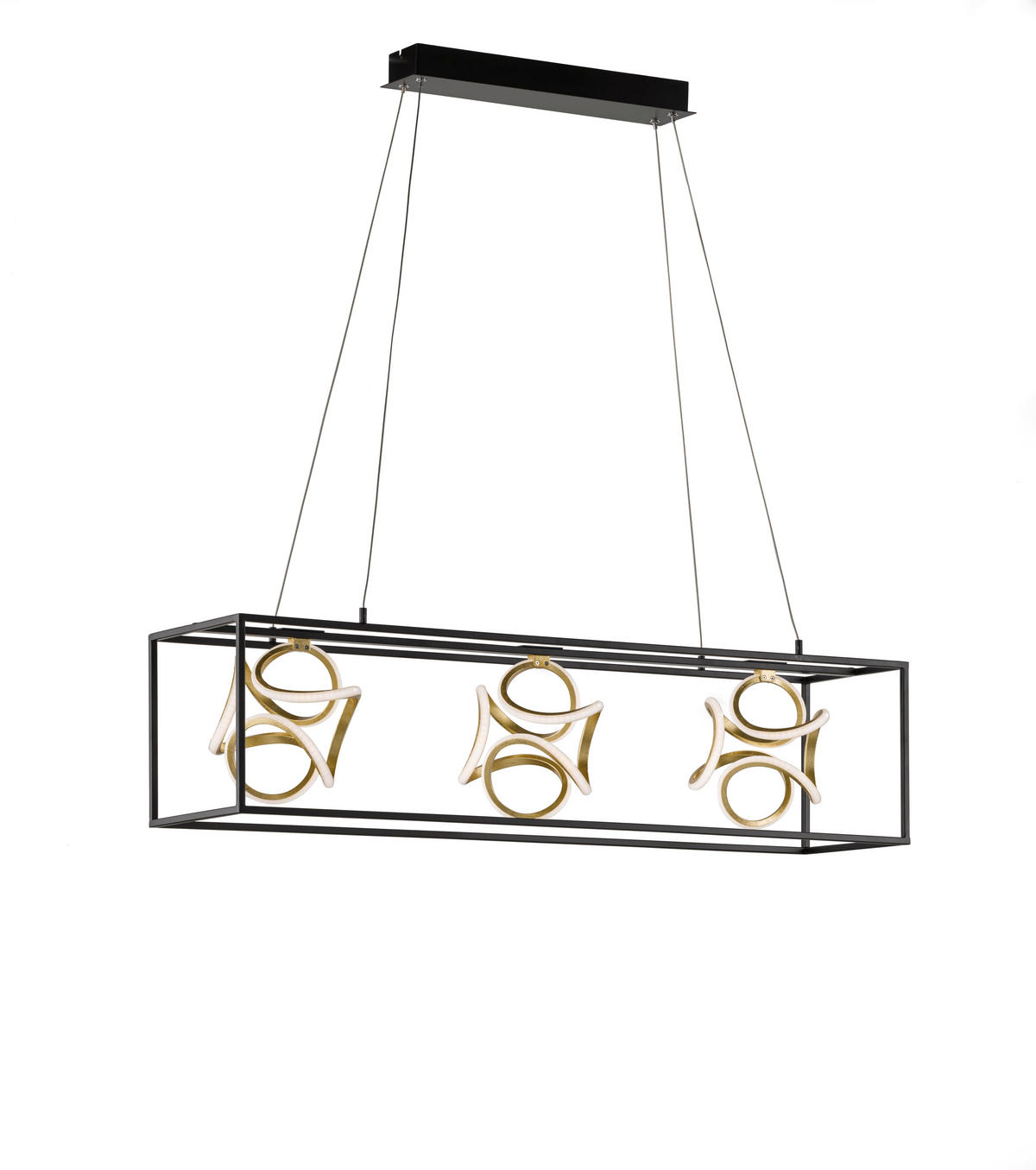 Fischer & Honsel LED-Pendelleuchte 60404 schwarz gold Metall B/H/T: ca. 108x160x26 cm 3.0 Brennstellen Gesa - gold/schwarz (108,00/160,00/26,00cm) - Fischer & Honsel