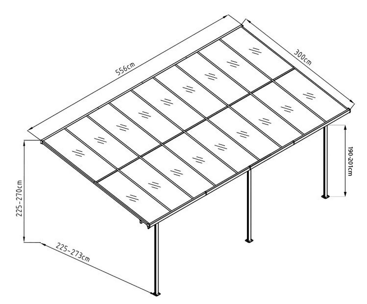 Westmann Terrassenüberdachung Bruce grau Aluminium B/H/T: ca. 556x270x300 cm Bruce - grau (556,00/270,00/300,00cm) - Westmann