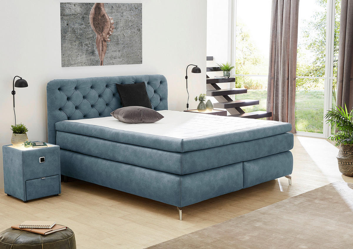 Boxspringbett  blau Liegefläche B/L: ca. 180x200 cm Marilyn_Max_Boxspringbett - blau (187,00/117,00/212,00cm)