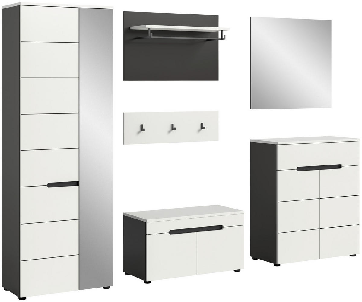 Garderobe Canu basaltgrau Nachbildung weiß B/H/T: ca. 255x190x37 cm Canu - weiß/basaltgrau (255,00/190,00/37,00cm) - xonox.home